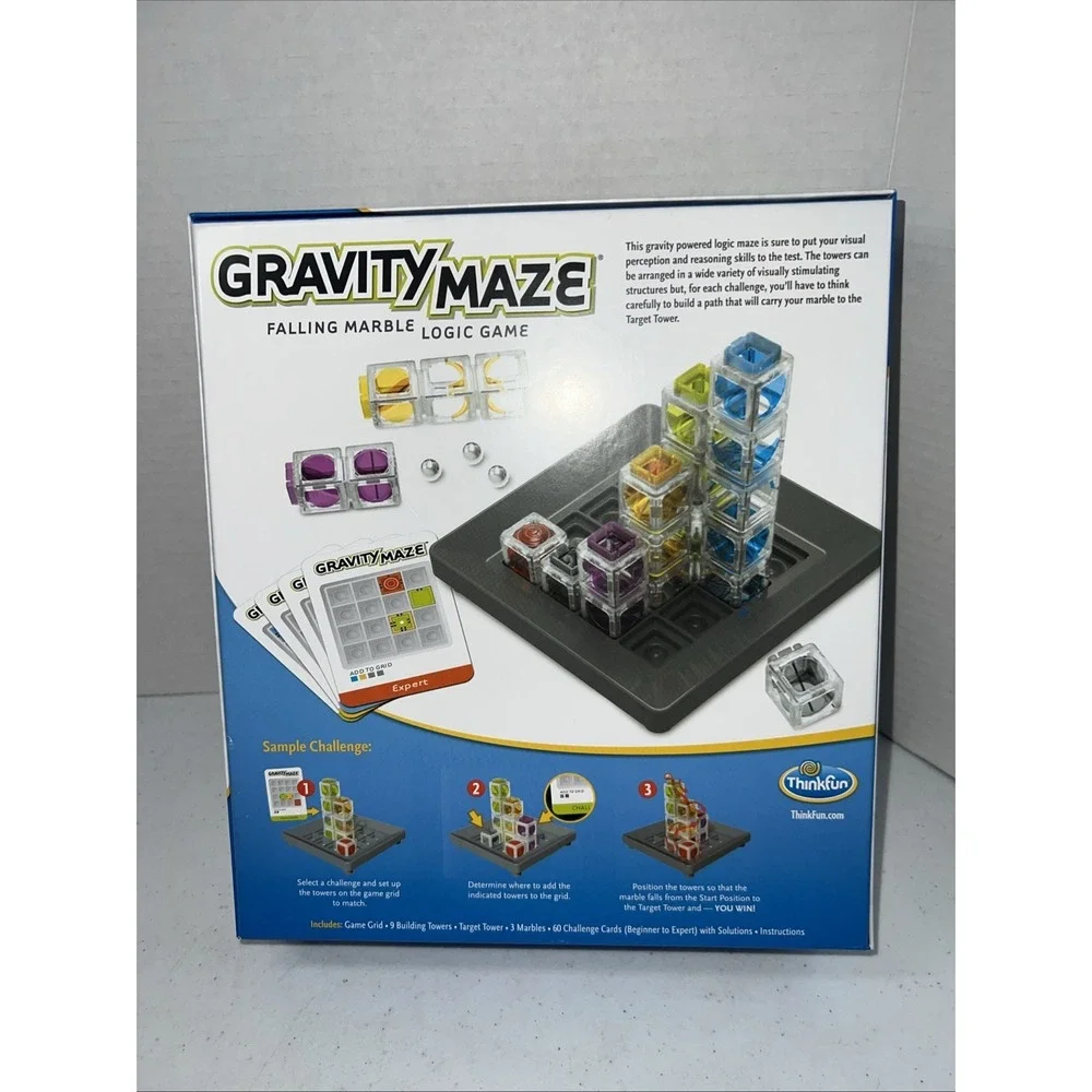ThinkFun Gravity Maze: Falling Marble Logic Game 60 Challenge Cards Age 8+